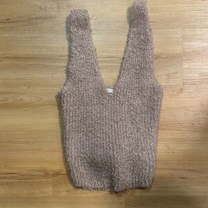 Urban Outfitters Sparkle Fuzzy V-Neck Tank - Mauve